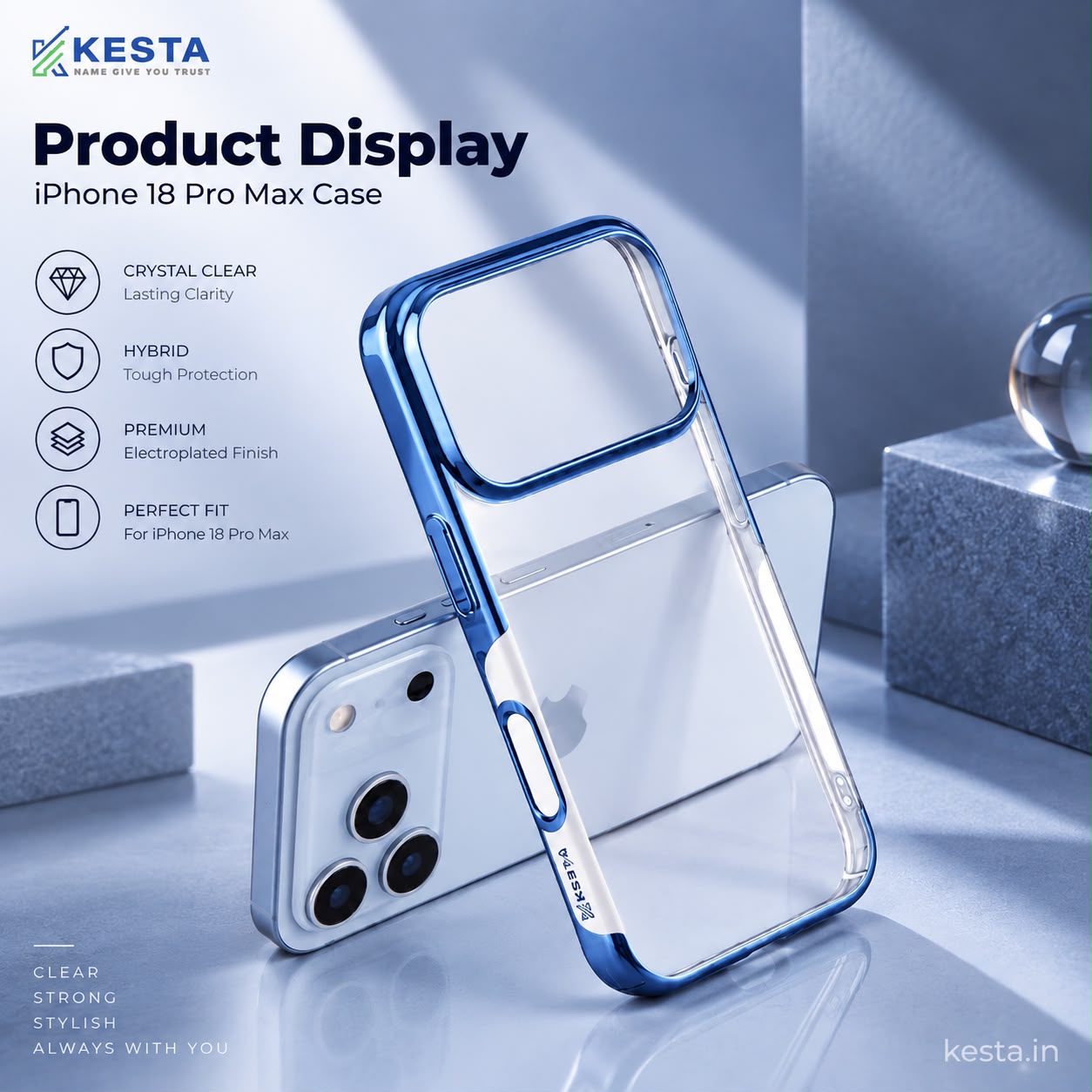 iPhone 18 Pro Max Cover – Transparent Seria Blue | Original Look. Enhanced Protection.